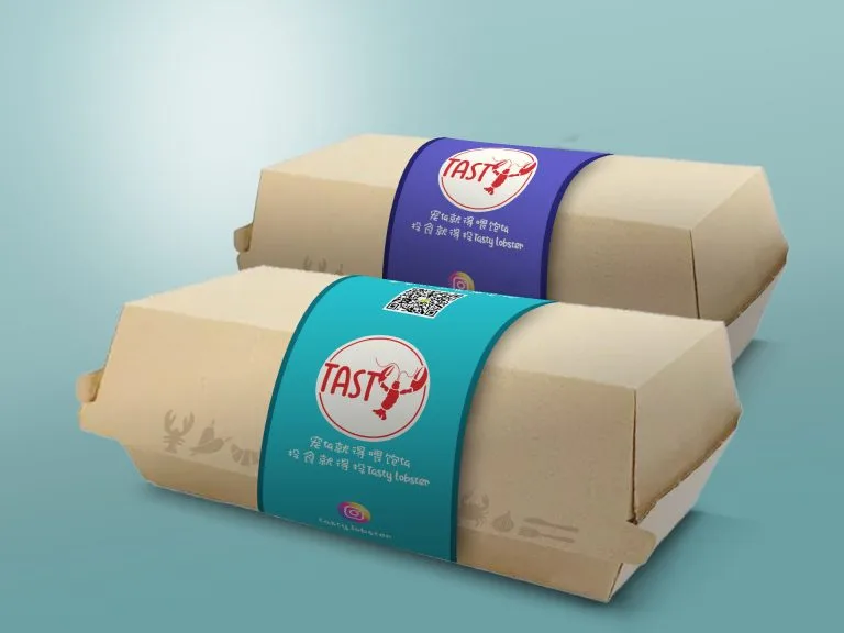 Custom belly band packaging design and food packaging box design with vibrant colours and minimalist branding for Malaysian client.