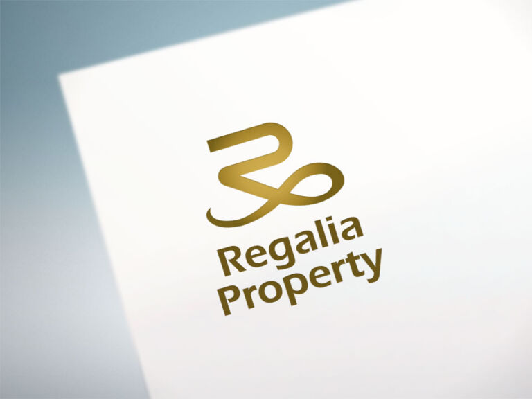Elegant gold gradient logotype drawing for luxury property, real estate, realty company